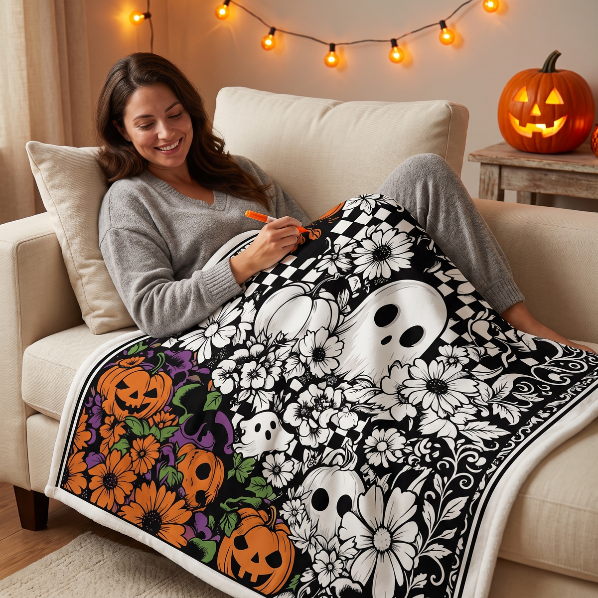 CozeColor™ Halloween Coloring Blanket