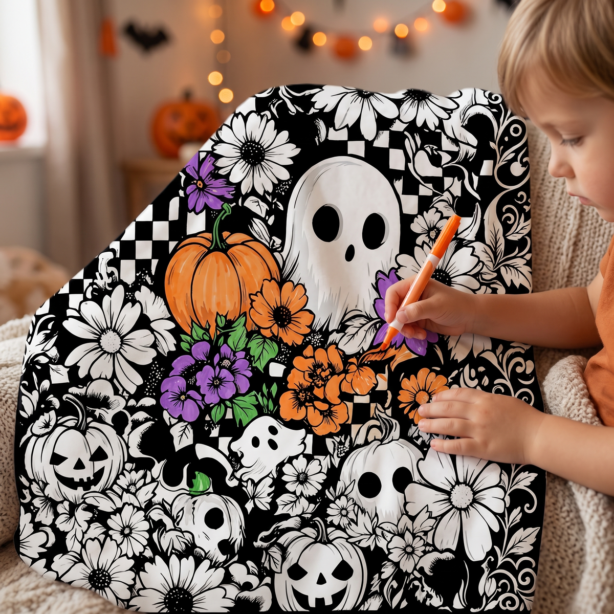 CozeColor™ Halloween Coloring Blanket